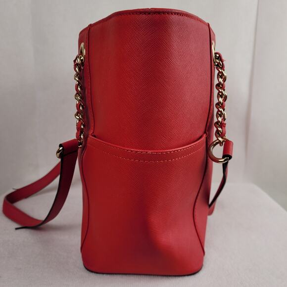 Calvin Klein Hayden red saffiano leather chain strap tote bag - Picture 4 of 7